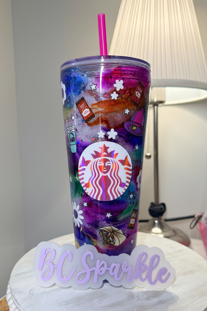 Alcohol Ink Snow Globe Tumbler